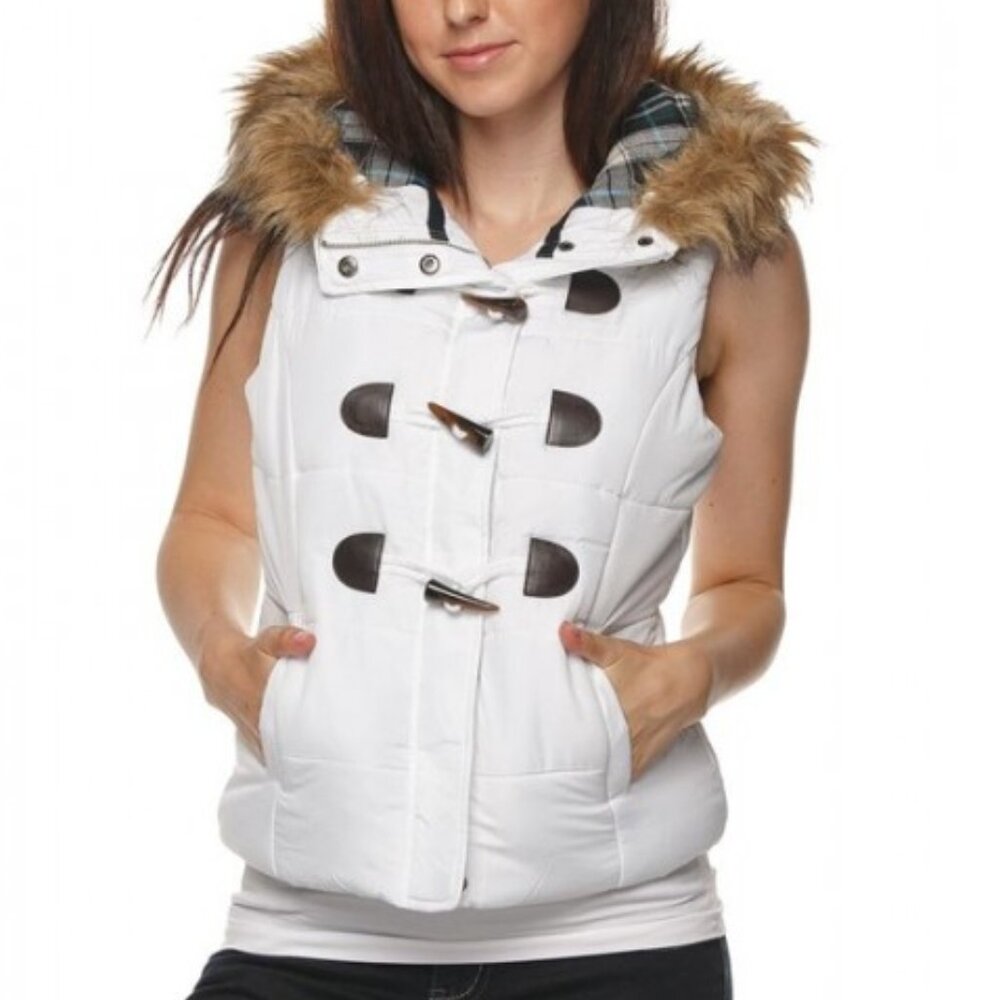 Papaya Winter Vest Womens Size Small White Down Filled Quilted Puffer